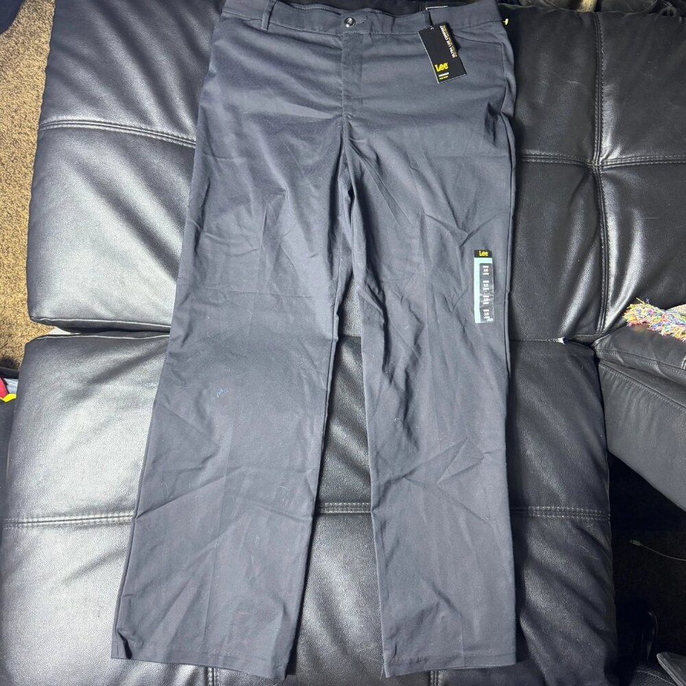 NWT Lee Women's Flex Motion Trouser Pants‎ Black Regular Fit Mid Rise 18 Long